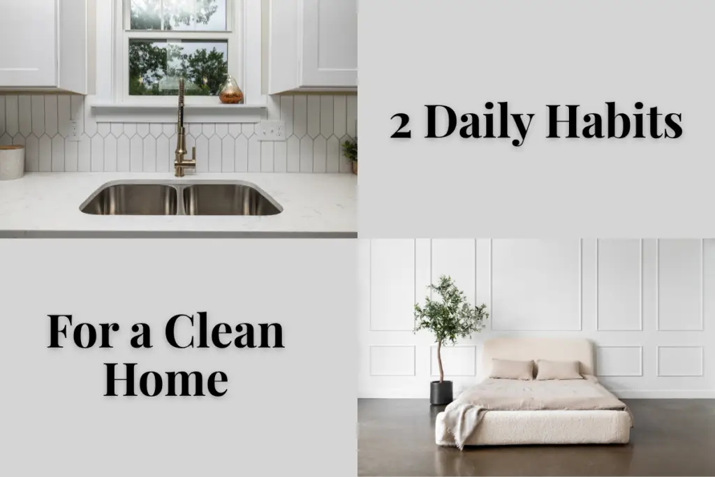 Clean sink, made bed, image for daily habits for clean home