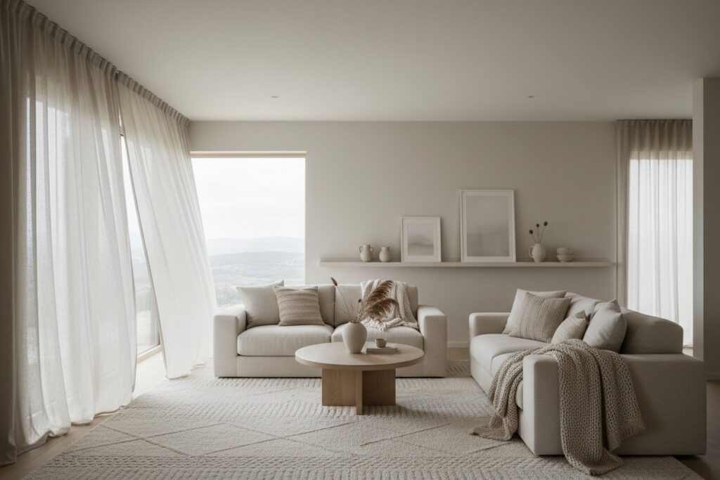 Mental load reset in a minimalist living room