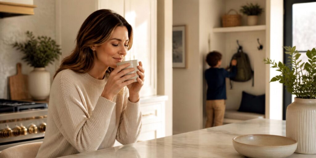 A calm morning routine using back to school home organization systems to reduce mental load