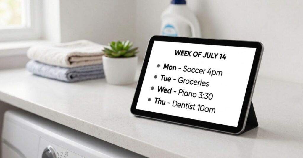 Amazon Echo Show 15 acting as a family operations board to manage household mental load.