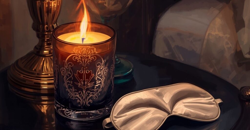 Using the glow stack on bedside table with a candle.